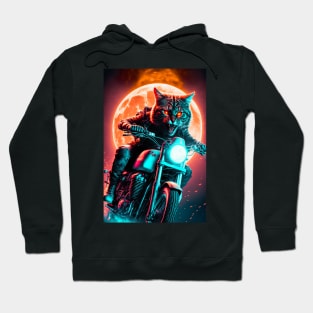 Cyber Cat Riding Dirt Bike Hoodie